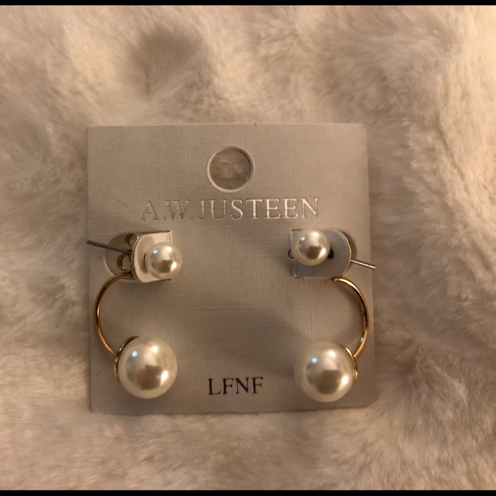 Double Pearl Earrings by A. W. Justeen NWT